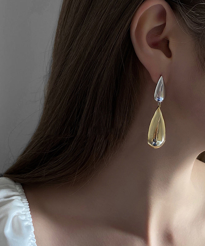 Brief Gold Copper Alloy Water Drop Drop Earrings QQ062 JEW-EAR240811