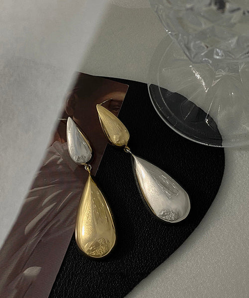 Brief Gold Copper Alloy Water Drop Drop Earrings QQ062 JEW-EAR240811