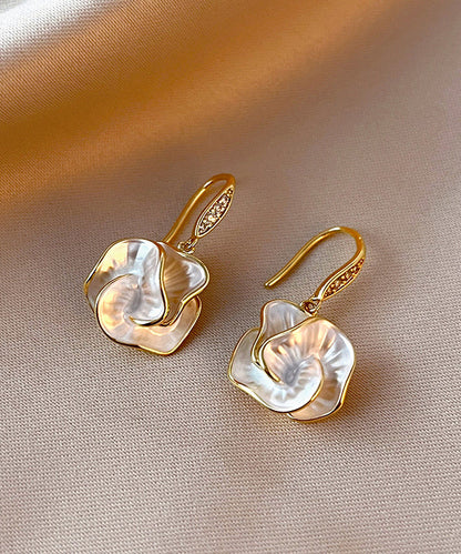Brief Gold Copper Overgild Floral Drop Earrings KX1039 Ada Fashion