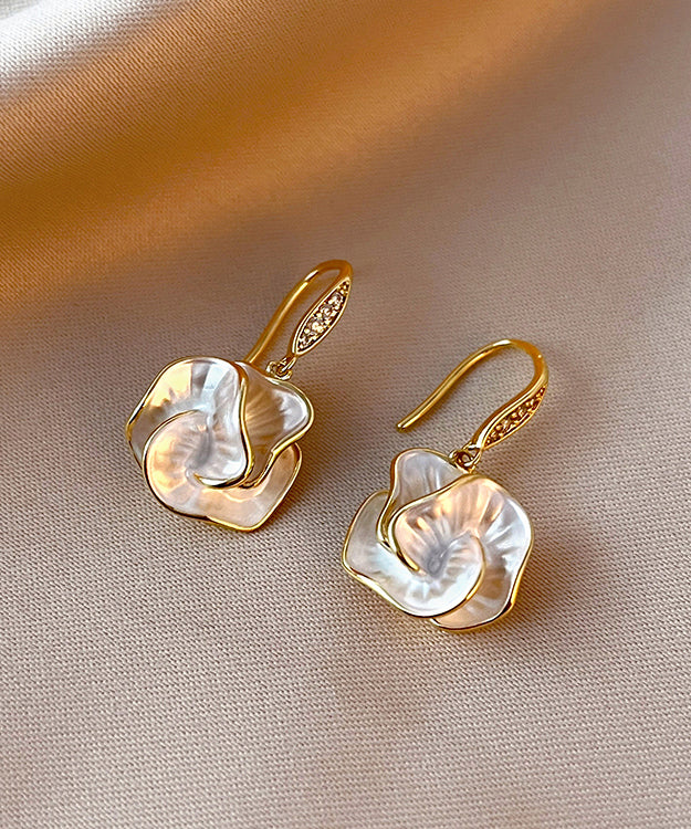 Brief Gold Copper Overgild Floral Drop Earrings KX1039 Ada Fashion