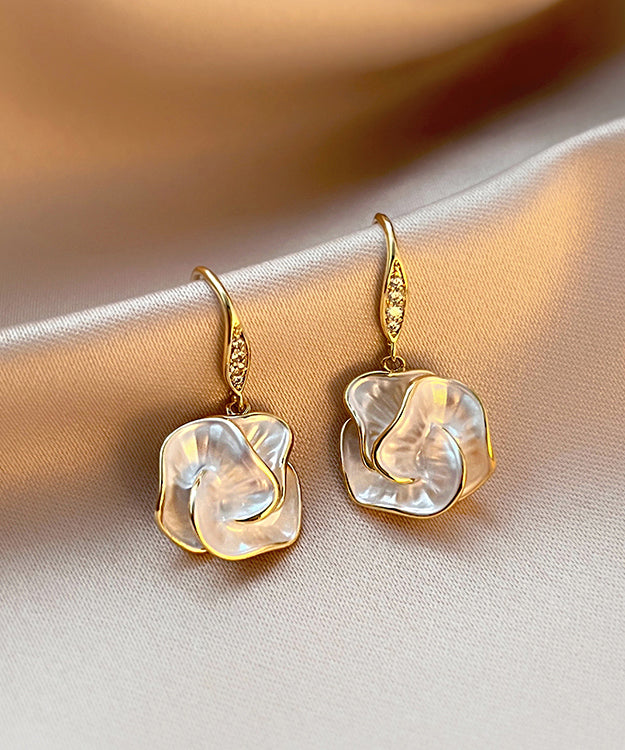 Brief Gold Copper Overgild Floral Drop Earrings KX1039 Ada Fashion