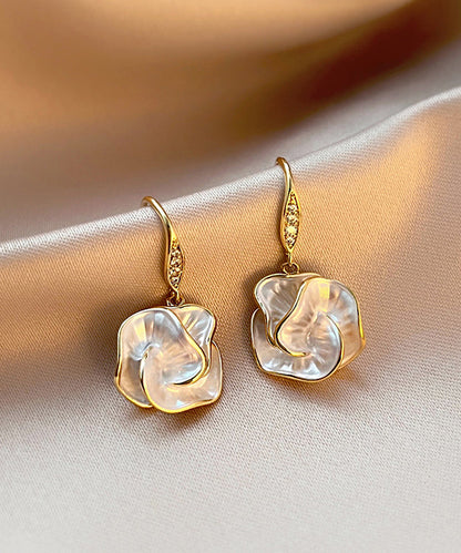 Brief Gold Copper Overgild Floral Drop Earrings KX1039 Ada Fashion