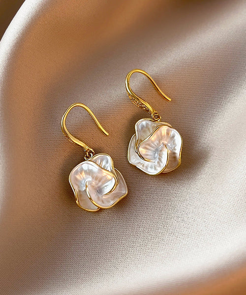 Brief Gold Copper Overgild Floral Drop Earrings KX1039 Ada Fashion