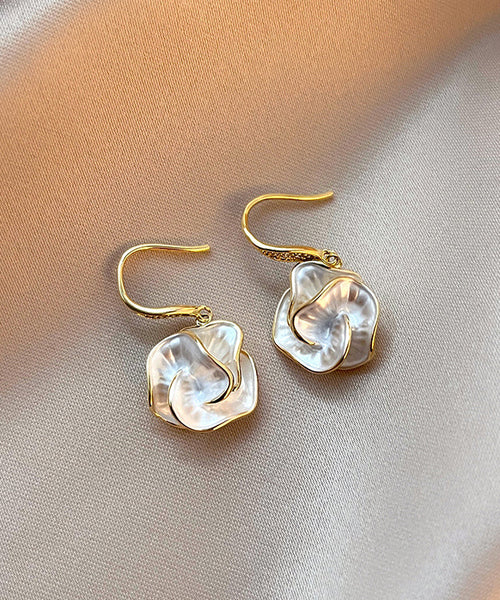 Brief Gold Copper Overgild Floral Drop Earrings KX1039 Ada Fashion