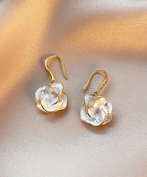 Brief Gold Copper Overgild Floral Drop Earrings KX1039 Ada Fashion