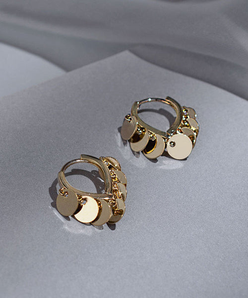 Silver Gold Brief Hoop Sequins Love Earrings Sterling Alloy FashionChic