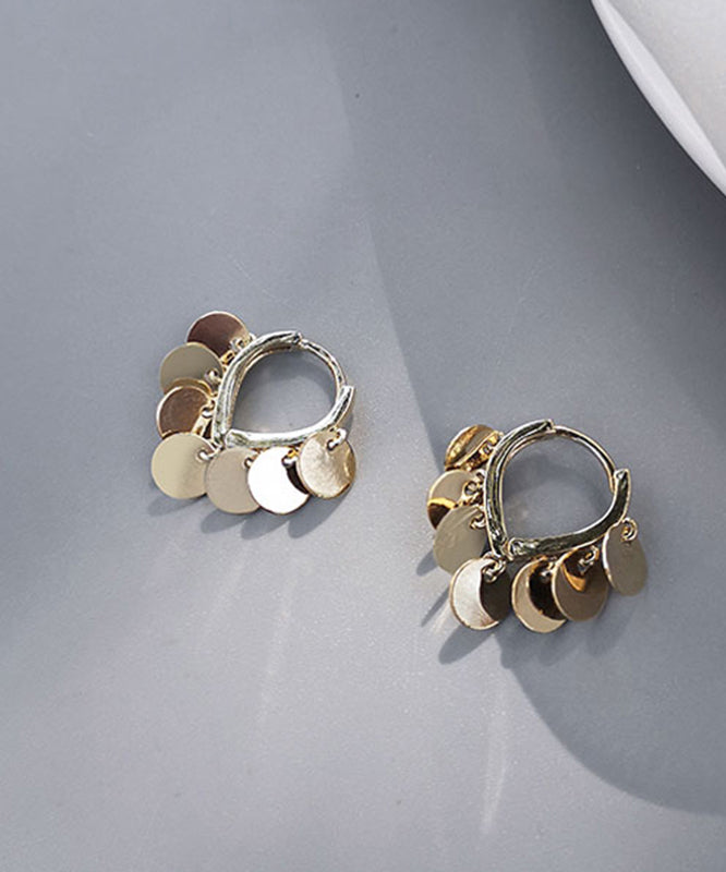Silver Gold Brief Hoop Sequins Love Earrings Sterling Alloy FashionChic