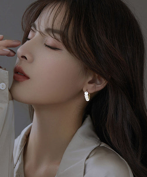 Silver Gold Brief Hoop Sequins Love Earrings Sterling Alloy FashionChic