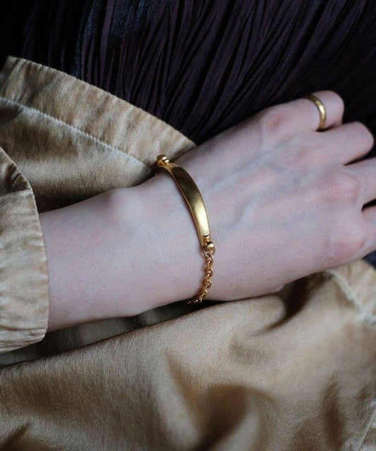 Brief Gold Sterling Silver Overgild Chain Thick Bangle YI029 ABC