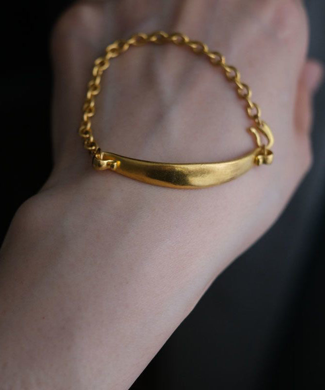 Brief Gold Sterling Silver Overgild Chain Thick Bangle YI029 ABC