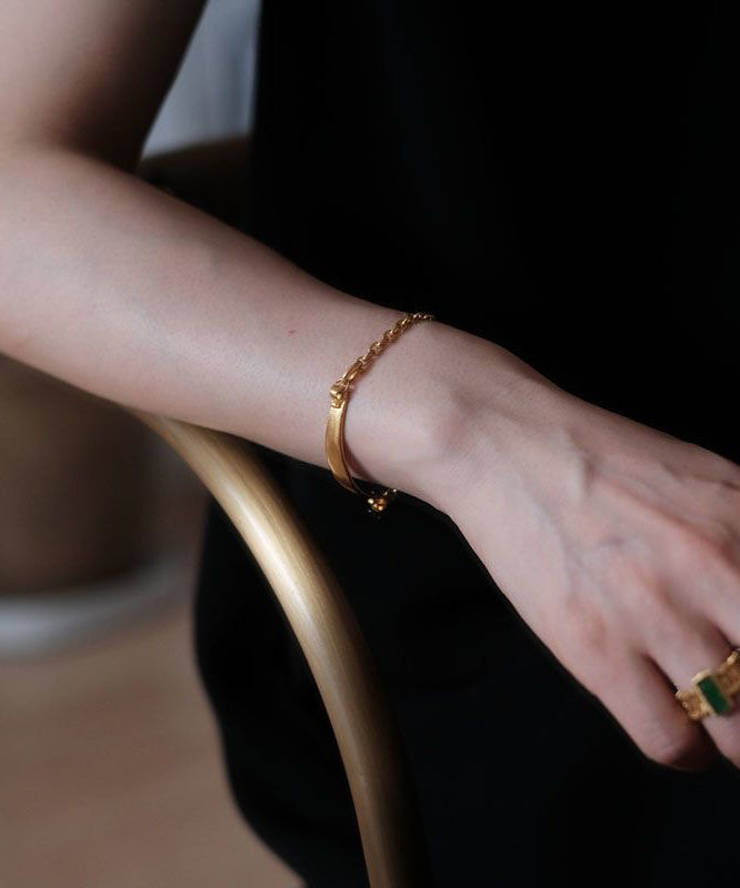 Brief Gold Sterling Silver Overgild Chain Thick Bangle YI029 ABC