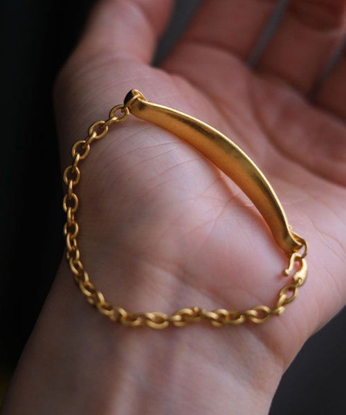 Brief Gold Sterling Silver Overgild Chain Thick Bangle YI029 ABC