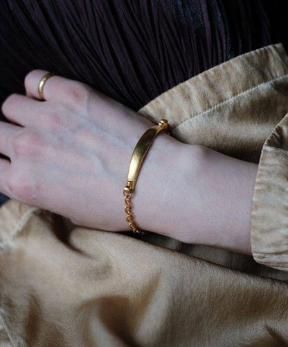 Brief Gold Sterling Silver Overgild Chain Thick Bangle YI029 ABC