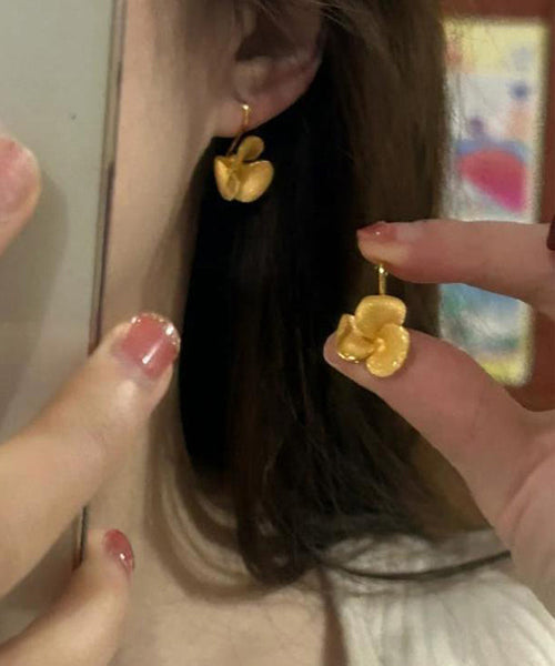 Floral Overgild Silver Gold Sterling Brief Earrings Stud FashionChic