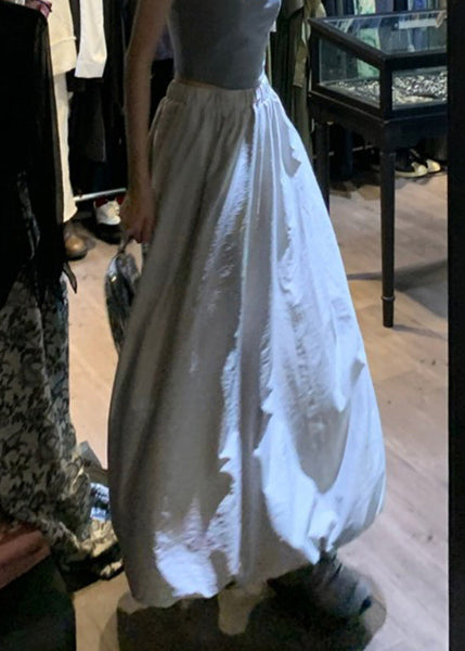 Pockets Elastic Waist Grey Skirt Maxi Brief FashionChic