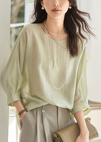 Brief Light Purple O-Neck Patchwork Shirts Fall WW059 OL-LTP240812