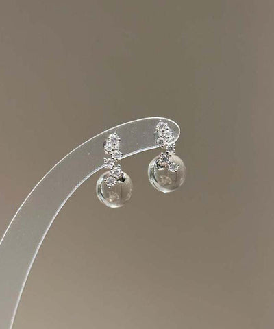 Glaze Earrings Brief Coloured Silver Stud Sterling Nude Zircon FashionChic