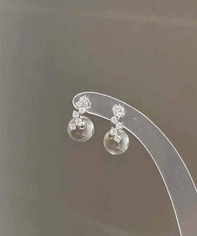 Glaze Earrings Brief Coloured Silver Stud Sterling Nude Zircon FashionChic