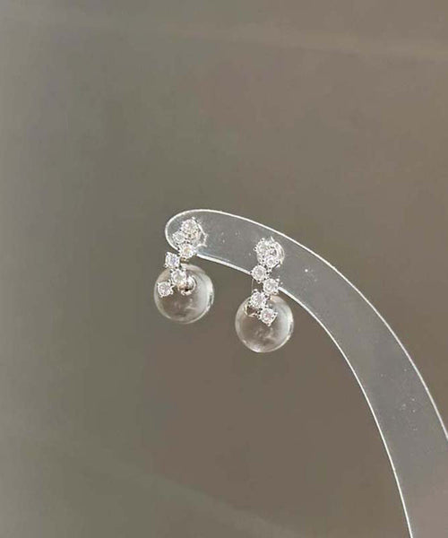 Glaze Earrings Brief Coloured Silver Stud Sterling Nude Zircon FashionChic