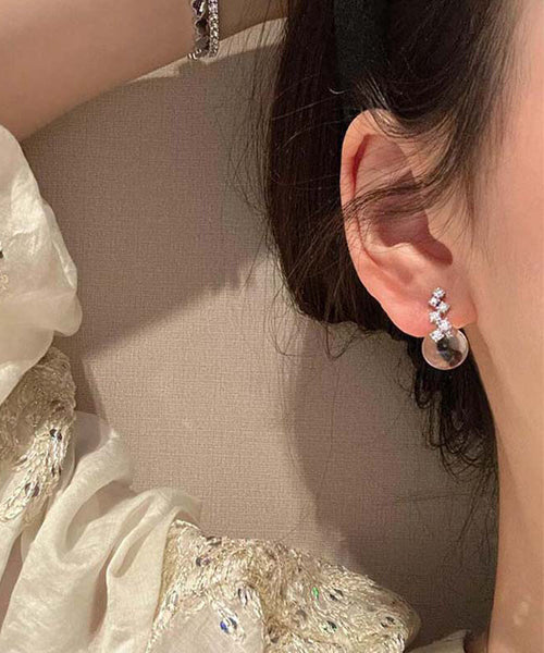 Glaze Earrings Brief Coloured Silver Stud Sterling Nude Zircon FashionChic