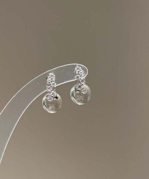 Glaze Earrings Brief Coloured Silver Stud Sterling Nude Zircon FashionChic