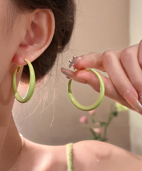 Glaze Pink Hoop Brief Drip Alloy Earrings FashionChic