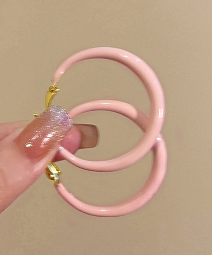 Glaze Pink Hoop Brief Drip Alloy Earrings FashionChic