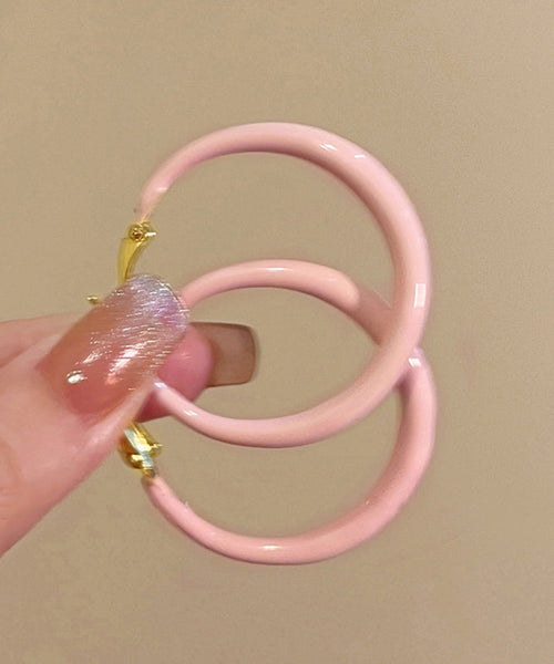 Glaze Pink Hoop Brief Drip Alloy Earrings FashionChic