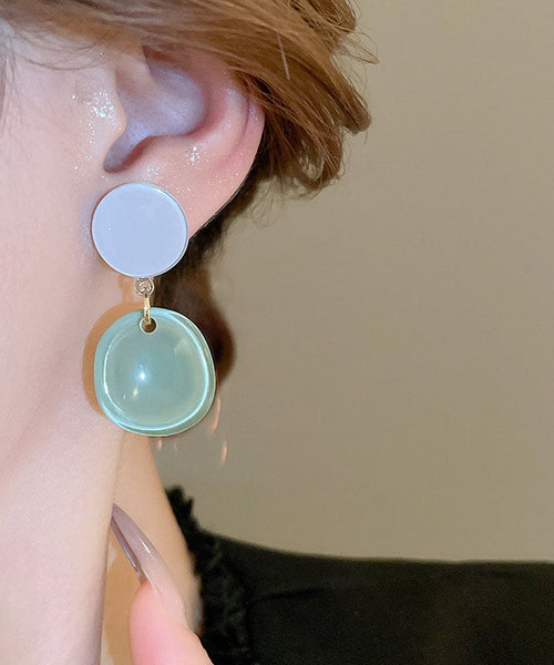 Drop Resin Alloy Earrings Silver Brief Pink Sterling FashionChic