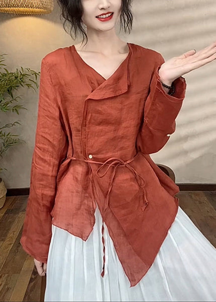 Asymmetrical Spring Brief Top Patchwork Red FashionChic