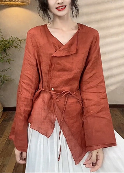 Asymmetrical Spring Brief Top Patchwork Red FashionChic