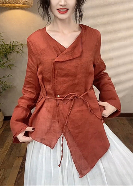 Asymmetrical Spring Brief Top Patchwork Red FashionChic