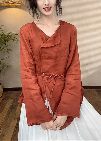 Asymmetrical Spring Brief Top Patchwork Red FashionChic