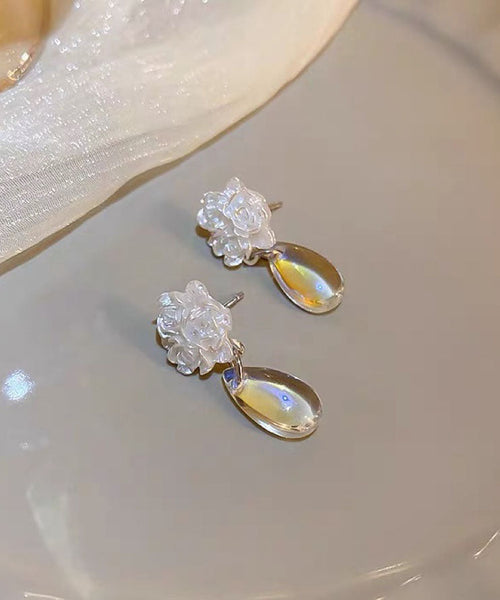 Brief Earrings Water Camellia Resin Flower Drop FashionChic