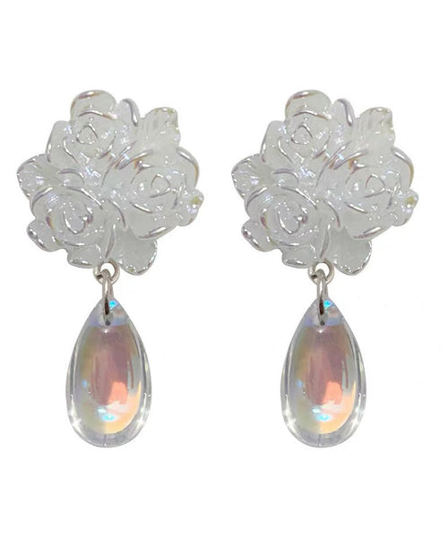 Brief Earrings Water Camellia Resin Flower Drop FashionChic