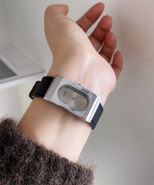 Rectangular Brief Movement Watches Leather Quartz Silk FashionChic