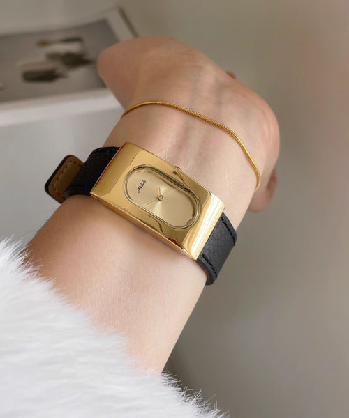 Rectangular Brief Movement Watches Leather Quartz Silk FashionChic