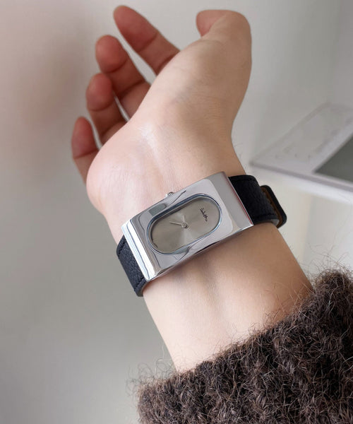 Rectangular Brief Movement Watches Leather Quartz Silk FashionChic