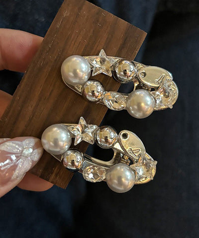 Alloy Zircon Hairpin Pair Star Silk Pearl Metal Brief A FashionChic