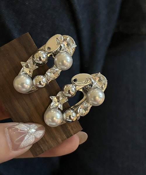 Alloy Zircon Hairpin Pair Star Silk Pearl Metal Brief A FashionChic