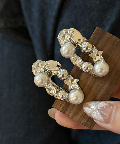 Alloy Zircon Hairpin Pair Star Silk Pearl Metal Brief A FashionChic