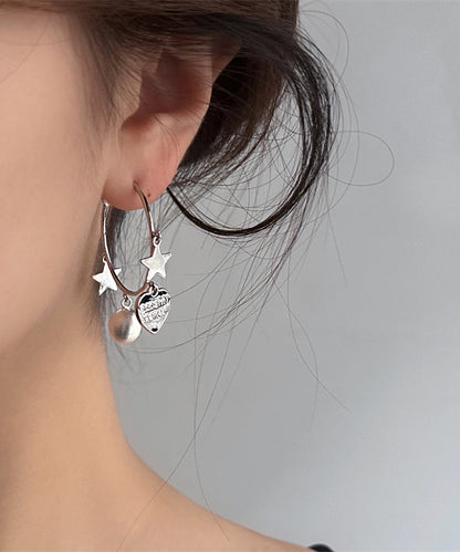 Brief Metal Tassel Love Silk Star Earrings Hoop FashionChic