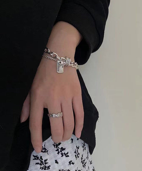 Bracelet Charm Brief Stainless Graphic Steel Chain Silk FashionChic