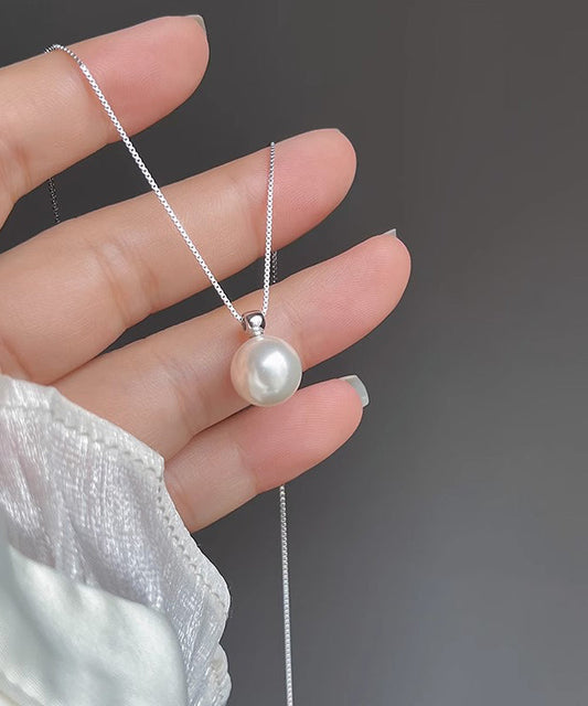 Brief Silk Stainless Steel Pearl Pendant Necklace ET012 ABC