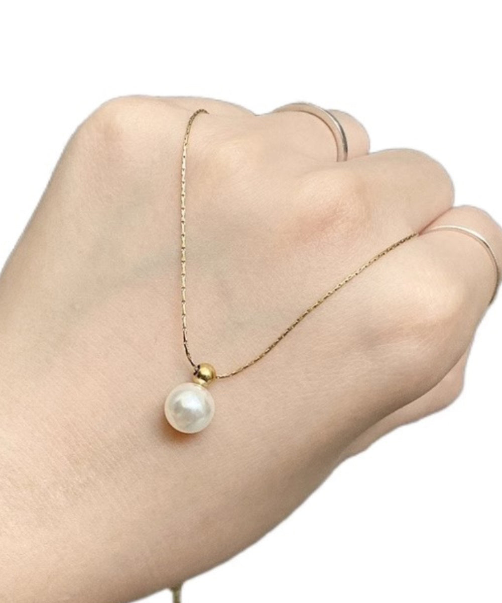 Brief Silk Stainless Steel Pearl Pendant Necklace ET012 ABC