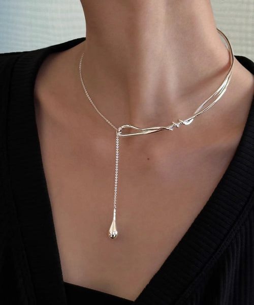 Pendant Stainless Water Steel Silk Brief Necklace Drop FashionChic