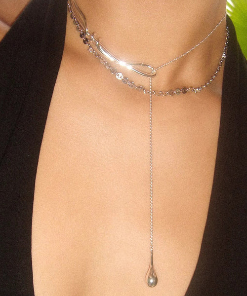 Pendant Stainless Water Steel Silk Brief Necklace Drop FashionChic