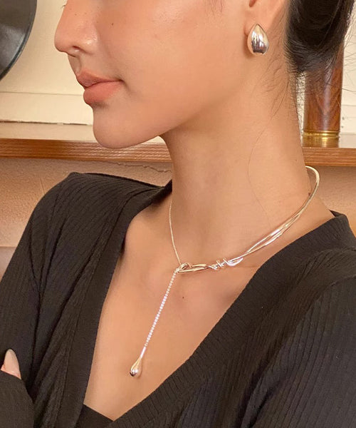 Pendant Stainless Water Steel Silk Brief Necklace Drop FashionChic