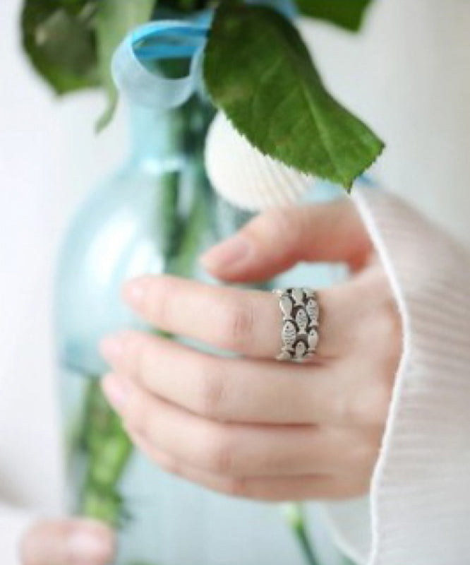 Brief Silk Sterling Silver Hollow Out Little Fish Rings YI030 ABC