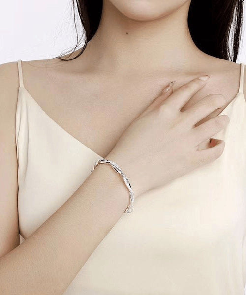 Silver Sterling Bangle Zircon Silk Brief FashionChic